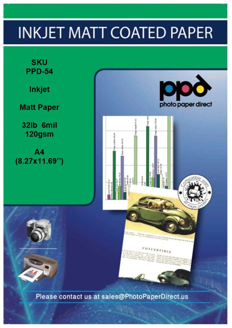  PPD Inkjet Matt Coated Photo Quality Paper A4 120gsm x 100 sheets Buy 1 Get 1 FREE PPD-54-100-BOGOF uk reviews